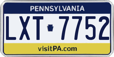PA license plate LXT7752