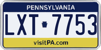 PA license plate LXT7753