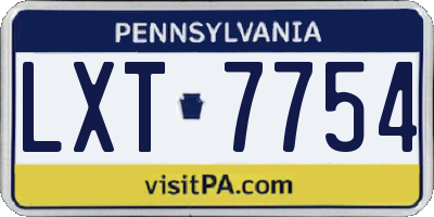 PA license plate LXT7754