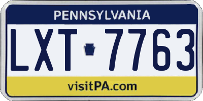 PA license plate LXT7763