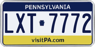 PA license plate LXT7772