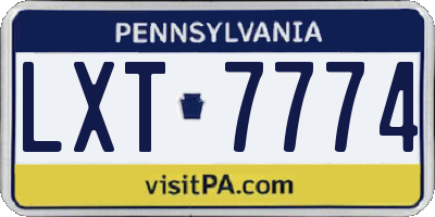 PA license plate LXT7774