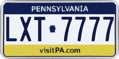 PA license plate LXT7777