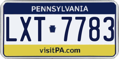 PA license plate LXT7783