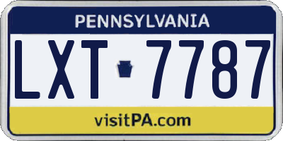 PA license plate LXT7787