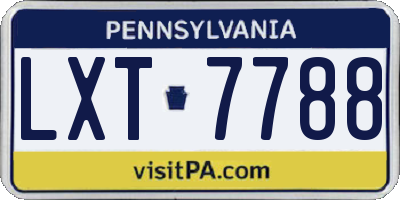 PA license plate LXT7788