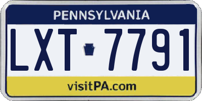 PA license plate LXT7791