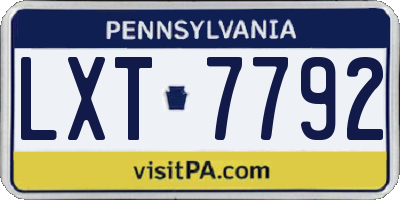 PA license plate LXT7792