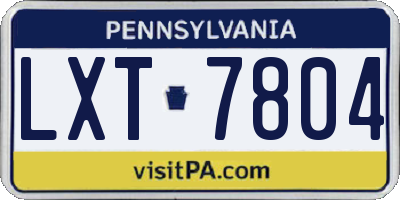 PA license plate LXT7804