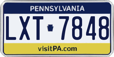 PA license plate LXT7848