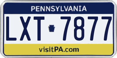 PA license plate LXT7877