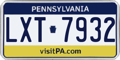 PA license plate LXT7932