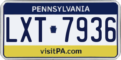 PA license plate LXT7936
