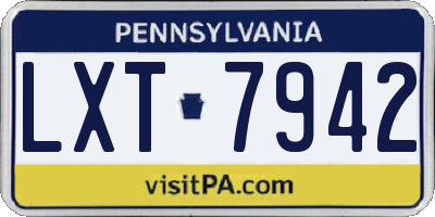 PA license plate LXT7942