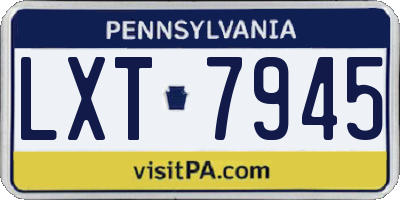 PA license plate LXT7945