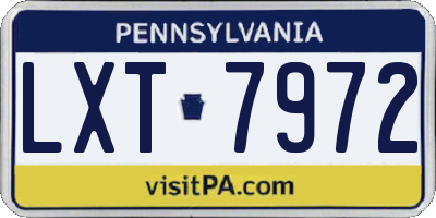 PA license plate LXT7972