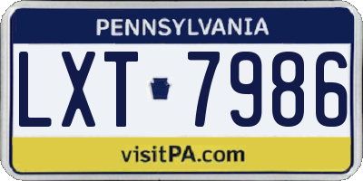 PA license plate LXT7986