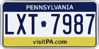 PA license plate LXT7987