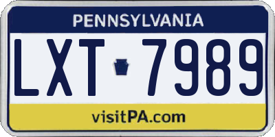 PA license plate LXT7989