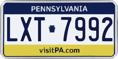 PA license plate LXT7992