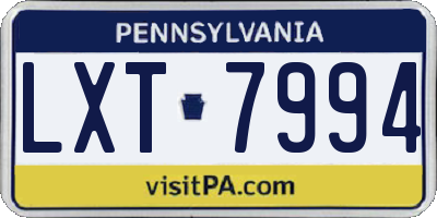 PA license plate LXT7994