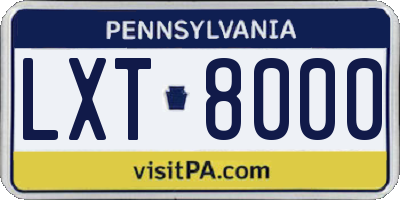 PA license plate LXT8000