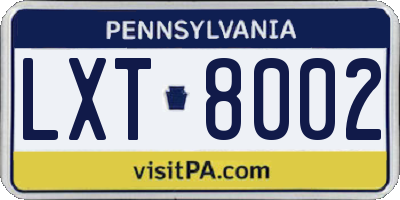 PA license plate LXT8002