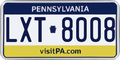 PA license plate LXT8008