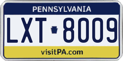 PA license plate LXT8009