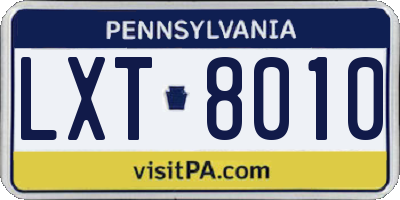PA license plate LXT8010