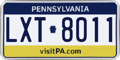 PA license plate LXT8011
