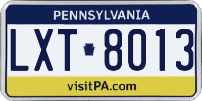 PA license plate LXT8013