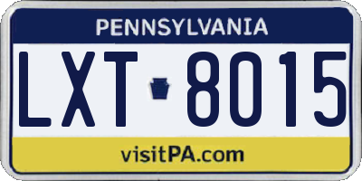 PA license plate LXT8015