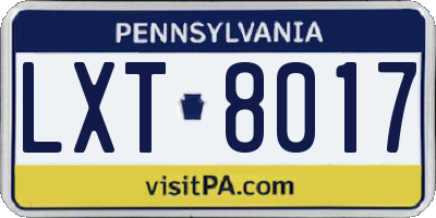 PA license plate LXT8017