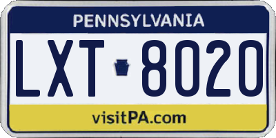PA license plate LXT8020