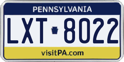 PA license plate LXT8022