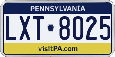 PA license plate LXT8025