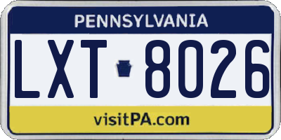 PA license plate LXT8026