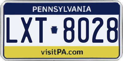 PA license plate LXT8028