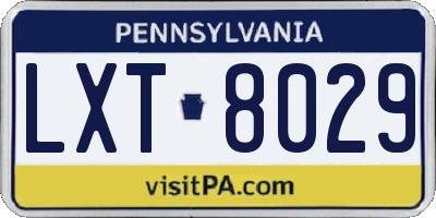 PA license plate LXT8029