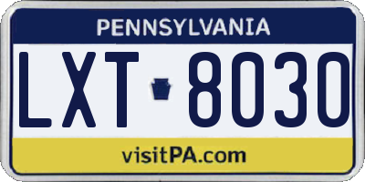 PA license plate LXT8030