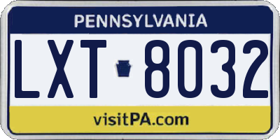 PA license plate LXT8032