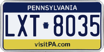 PA license plate LXT8035