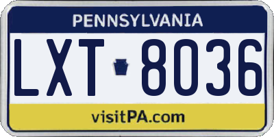 PA license plate LXT8036