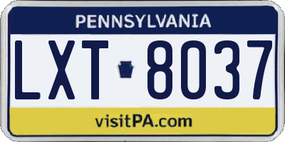 PA license plate LXT8037