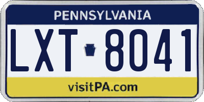 PA license plate LXT8041