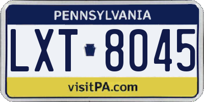 PA license plate LXT8045