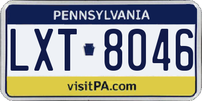 PA license plate LXT8046