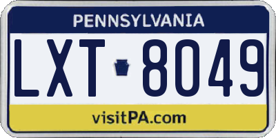 PA license plate LXT8049