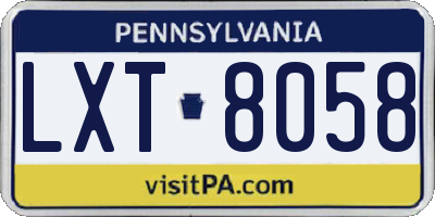 PA license plate LXT8058